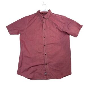 The North Face Red Striped Short Sleeve Button Up Shirt Men Casual